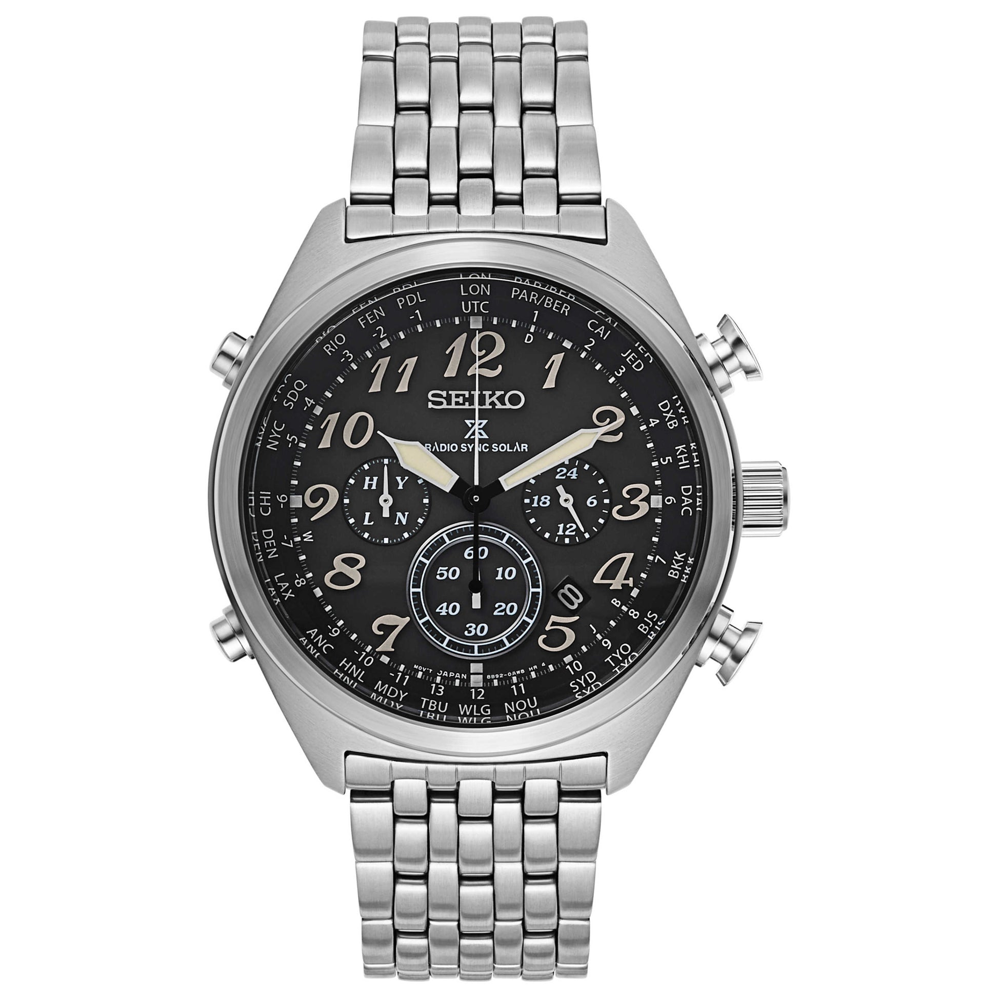 Front view of Seiko Prospex Men's Solar Powered Quartz Watch SSG017