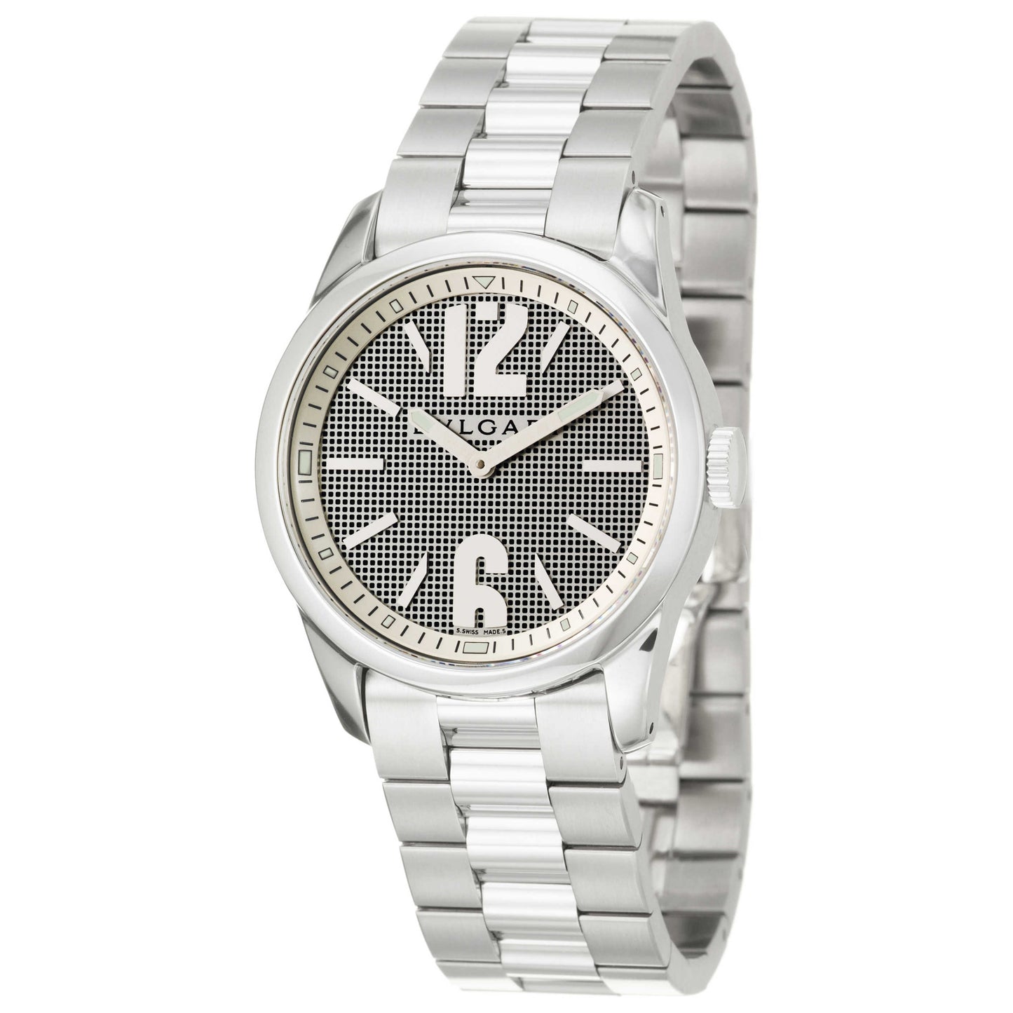 Front view of Bulgari Solotempo Men's Swiss Quartz (Battery-Powered) Watch ST37SS