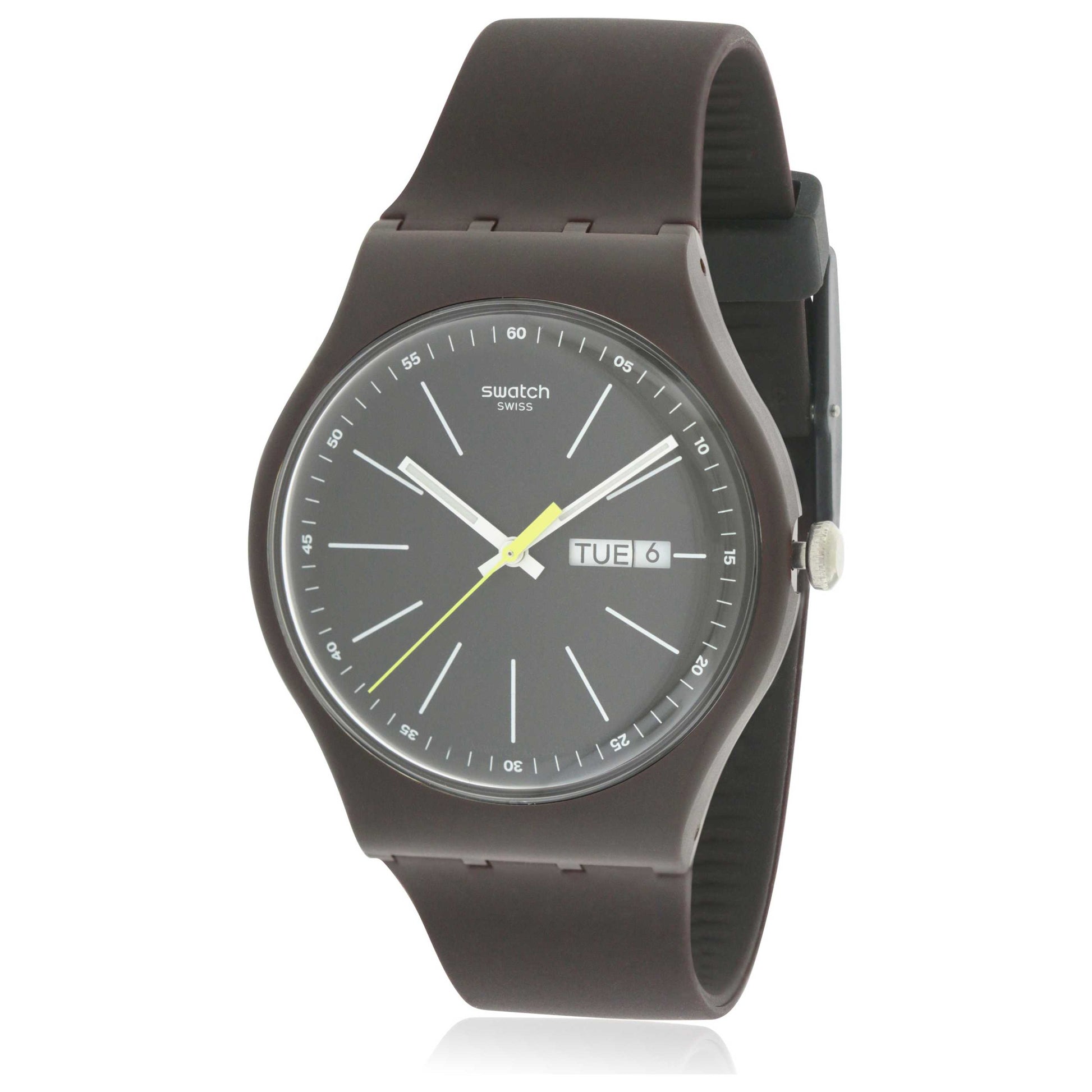 Front view of Swatch Blue Browny Men's Quartz Watch SUOC704