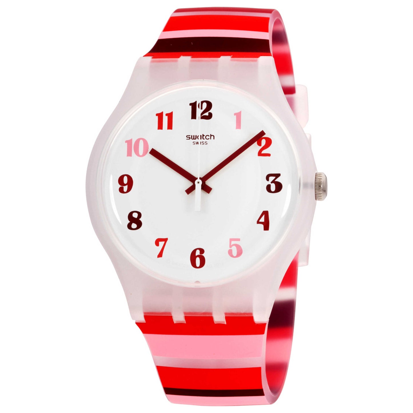 Front view of Swatch Silicone Men's Quartz Watch SUOK138
