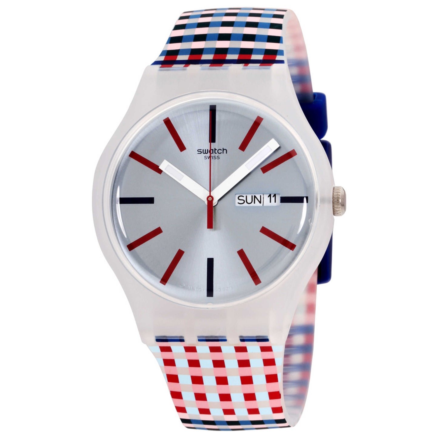 Front view of Swatch Silicone Unisex Quartz Watch SUOW709