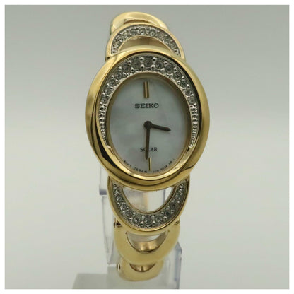 Front view of Seiko Core Women's Solar Powered Quartz Watch SUP298-PO