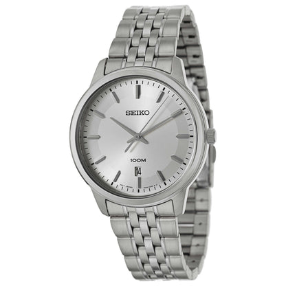 Front view of Seiko Bracelet Men's Japanese Quartz (Battery-Powered) Watch SUR027