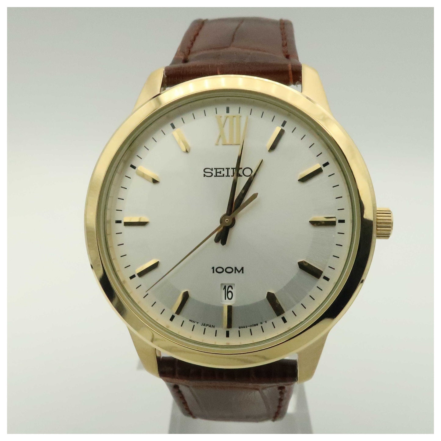 Front view of Seiko Strap Men's Japanese Quartz (Battery-Powered) Watch SUR046-SDV