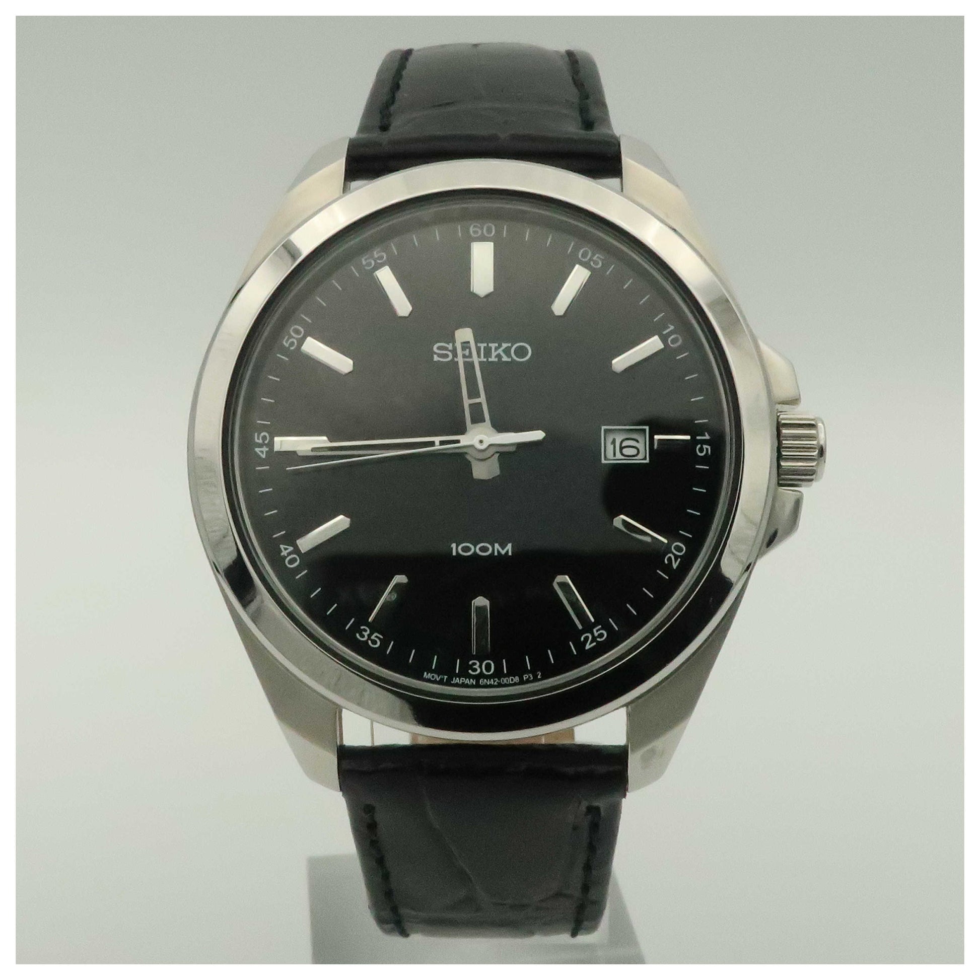 Front view of Seiko Dress Men's Japanese Quartz (Battery-Powered) Watch SUR075-PO