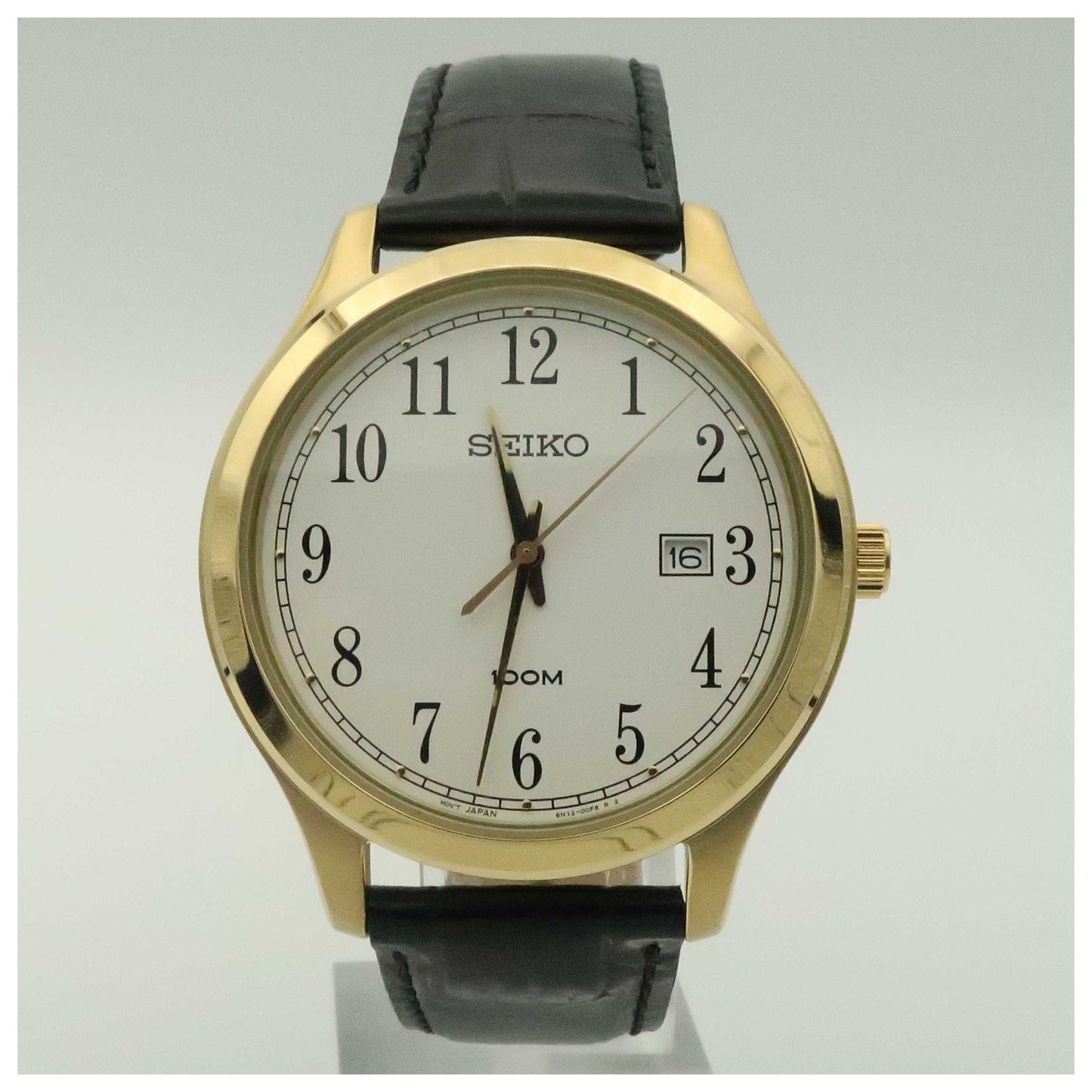 Front view of Seiko Strap Men's Japanese Quartz (Battery-Powered) Watch SUR086-PO