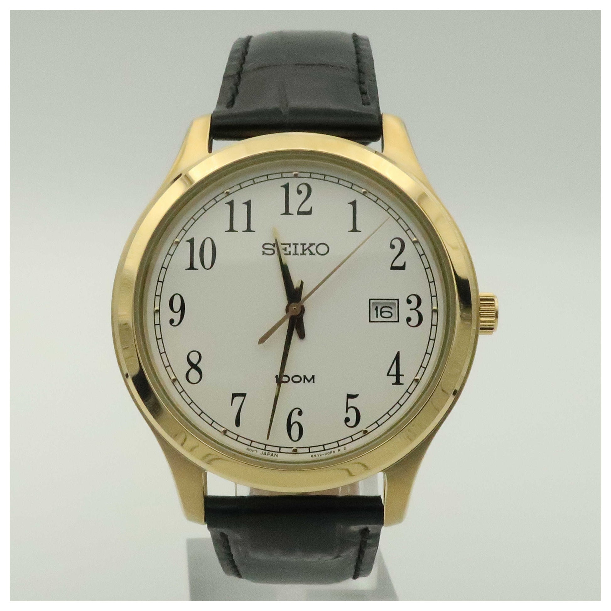 Front view of Seiko Strap Men's Japanese Quartz (Battery-Powered) Watch SUR086-PO