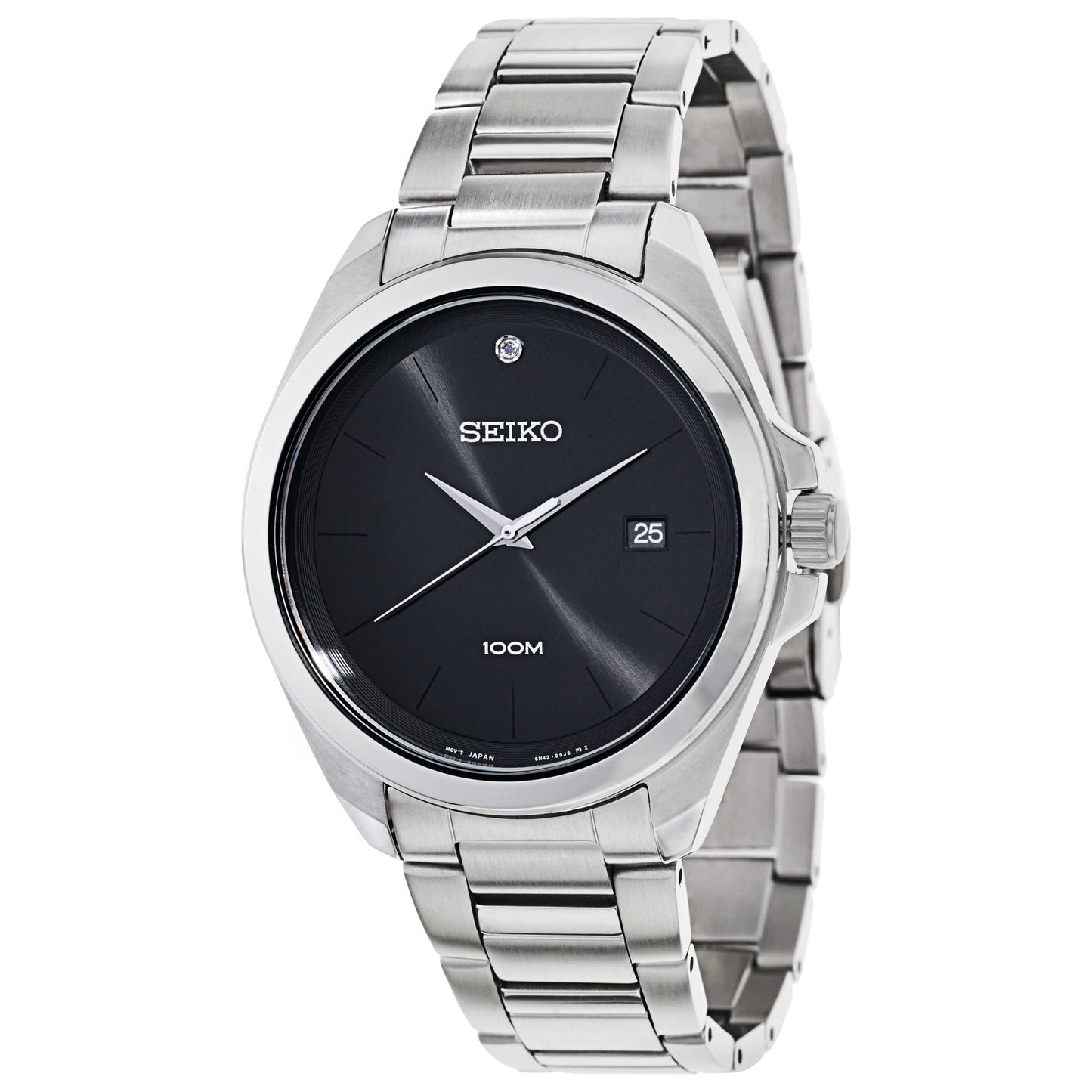 Front view of Seiko Bracelet Men's Japanese Quartz (Battery-Powered) Watch SUR089