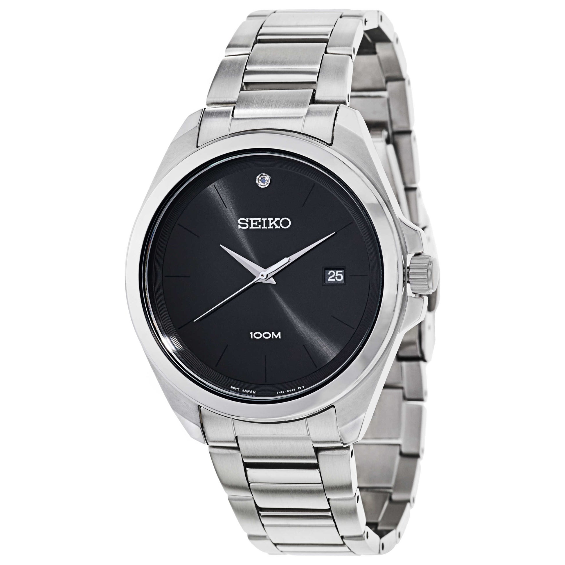 Front view of Seiko Bracelet Men's Japanese Quartz (Battery-Powered) Watch SUR089
