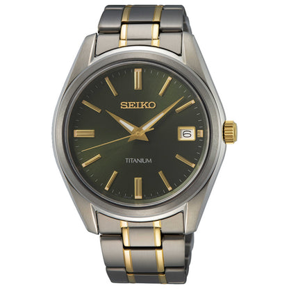 Front view of Seiko Titanium Men's Quartz Watch SUR377P1
