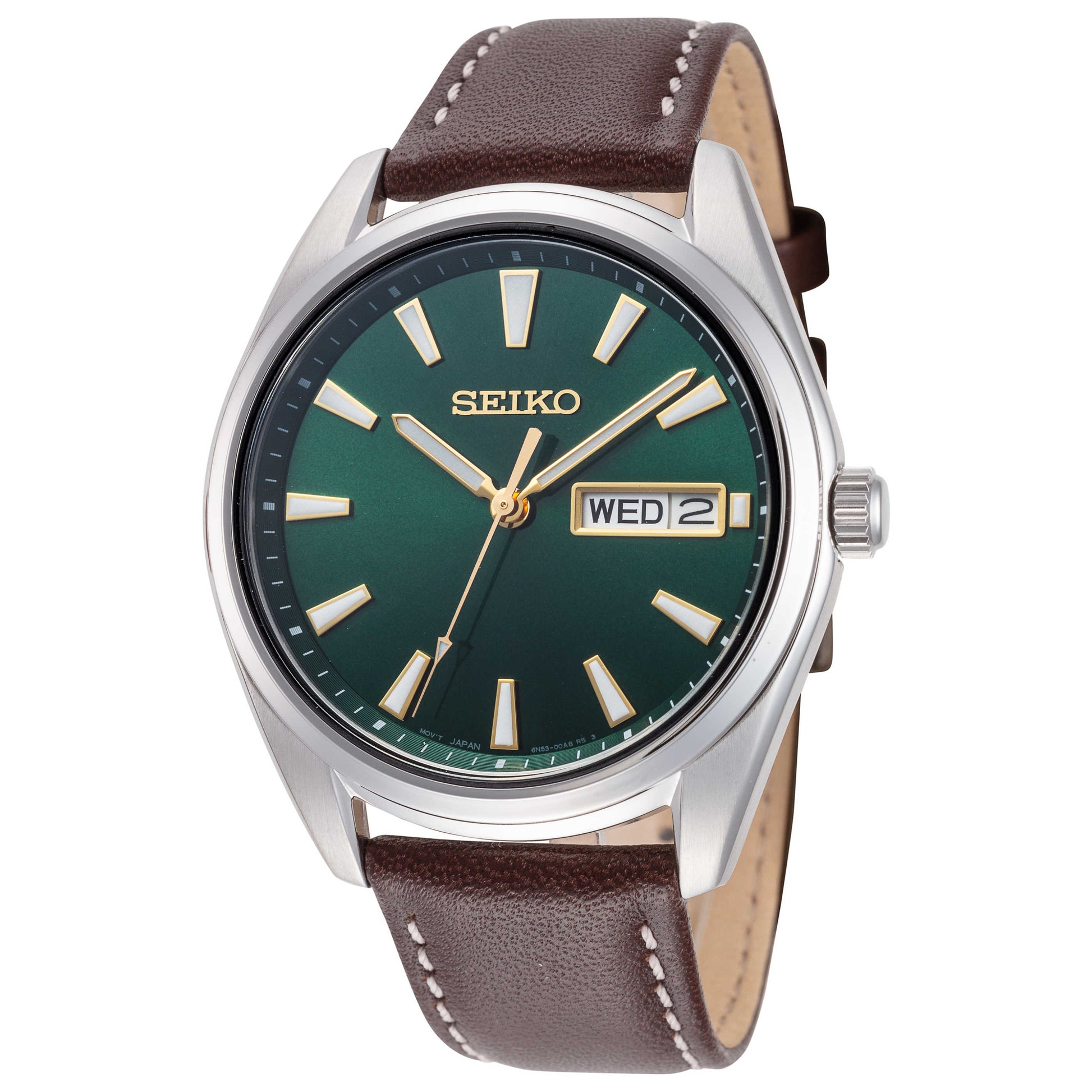 Front view of Seiko Classic Men's Quartz Watch SUR449