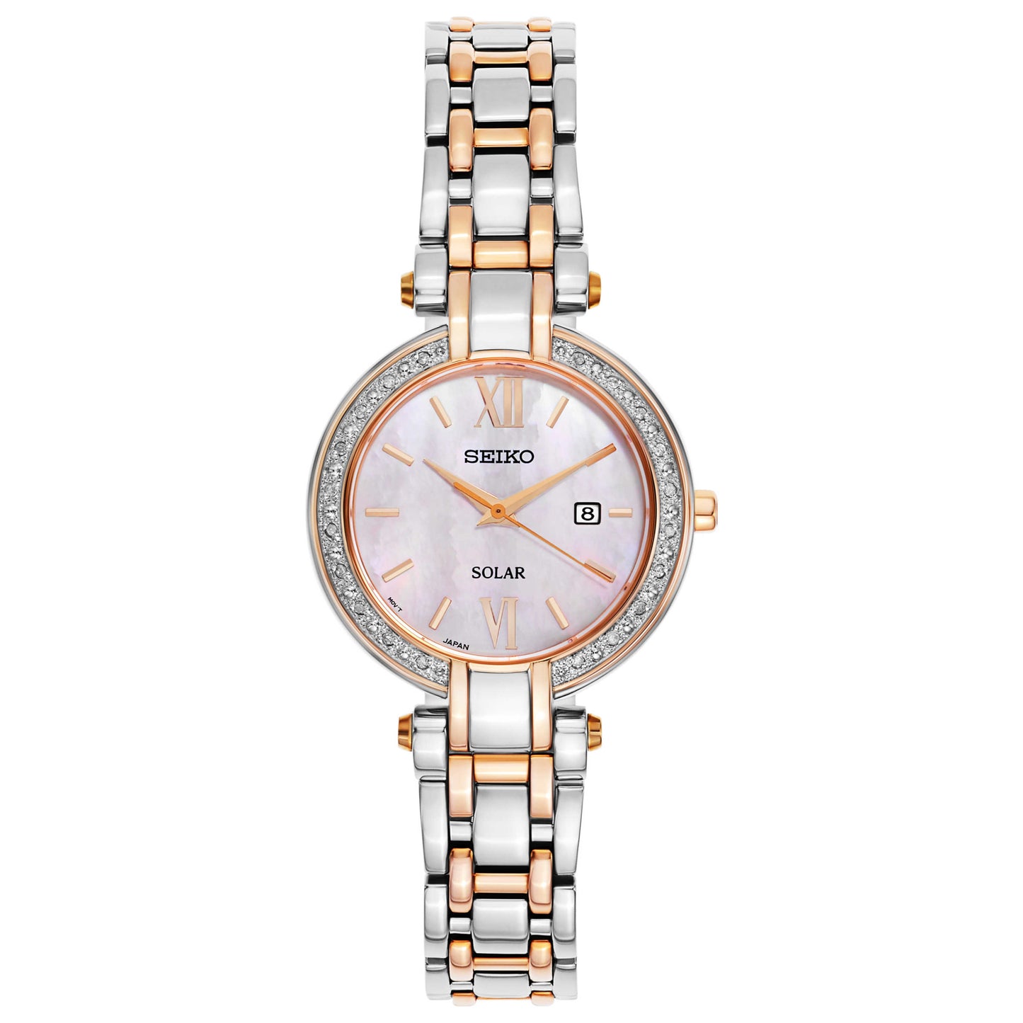Front view of Seiko Tressia Women's Solar Powered Quartz Watch SUT184