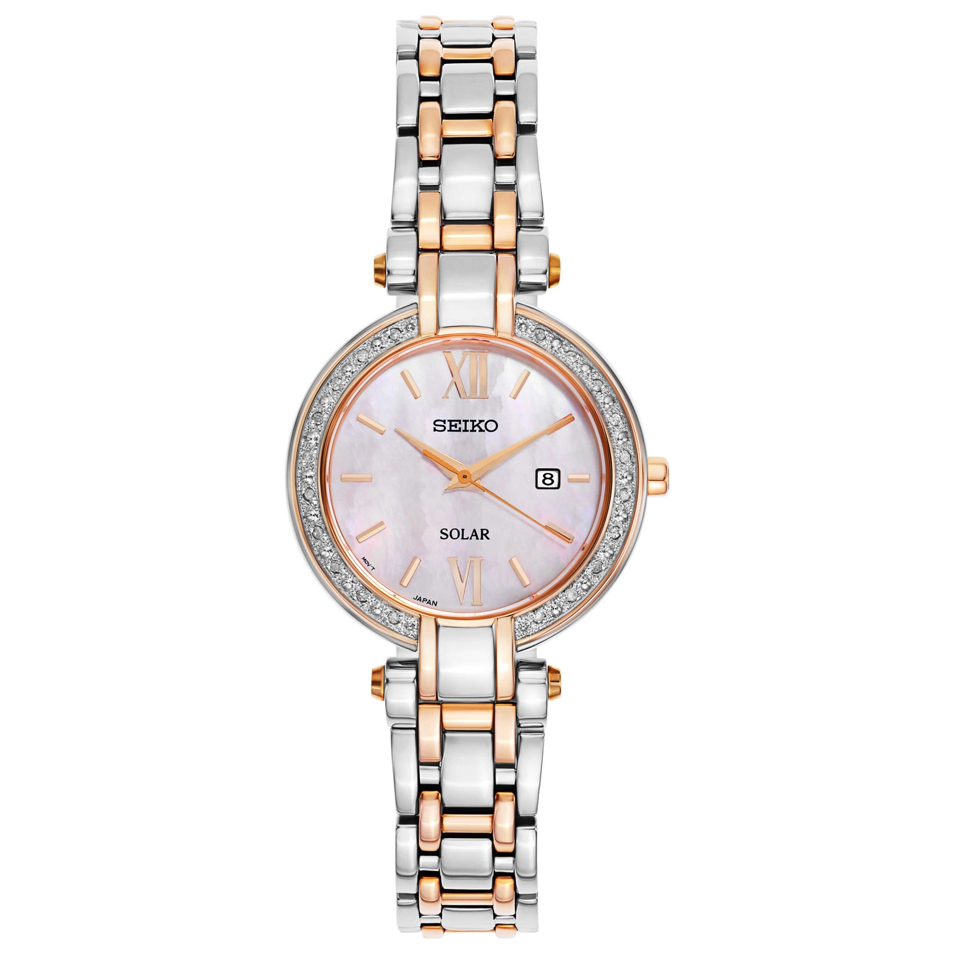 Front view of Seiko Tressia Women's Solar Powered Quartz Watch SUT184