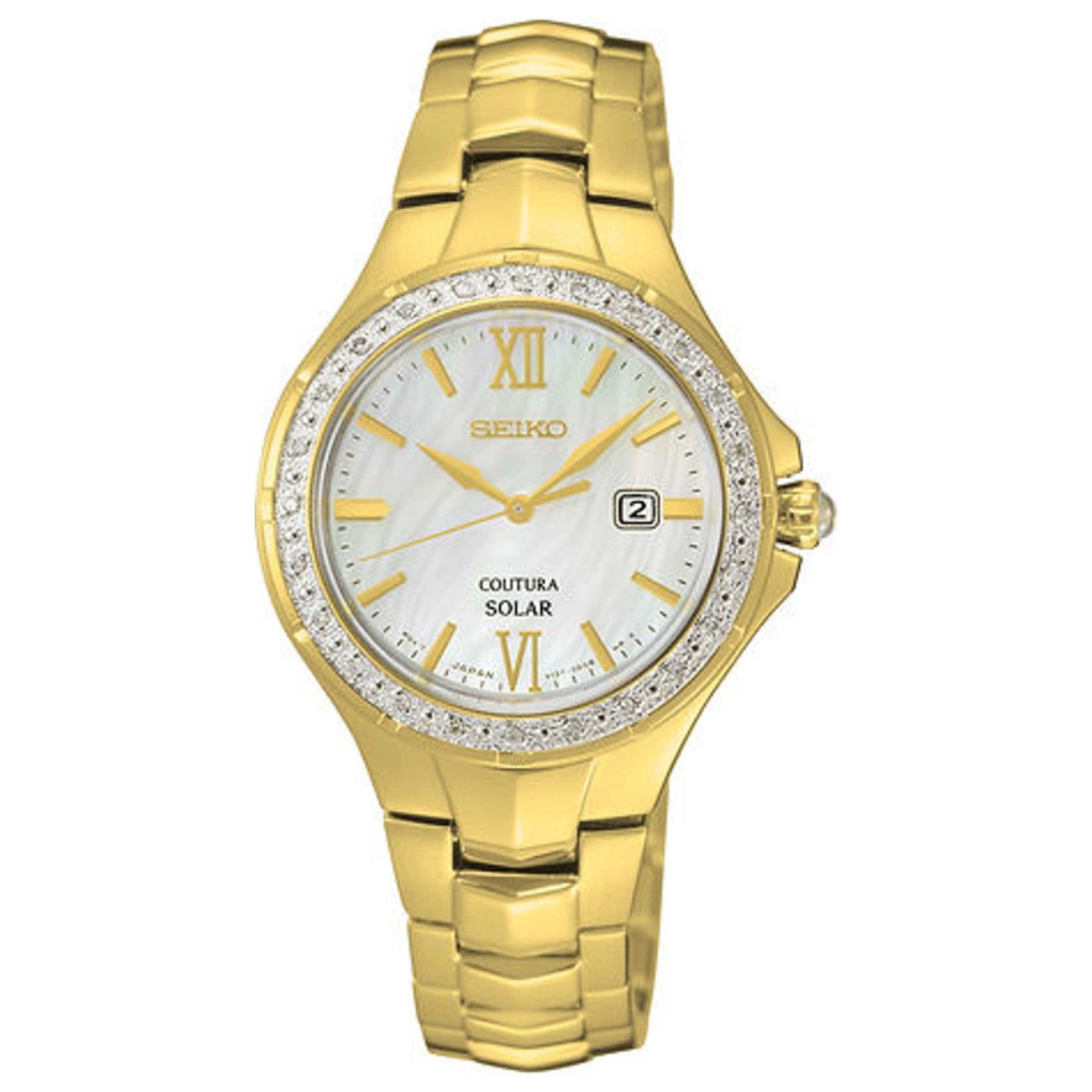 Front view of Seiko Women's Solar Powered Quartz Eco-Drive Watch SUT242