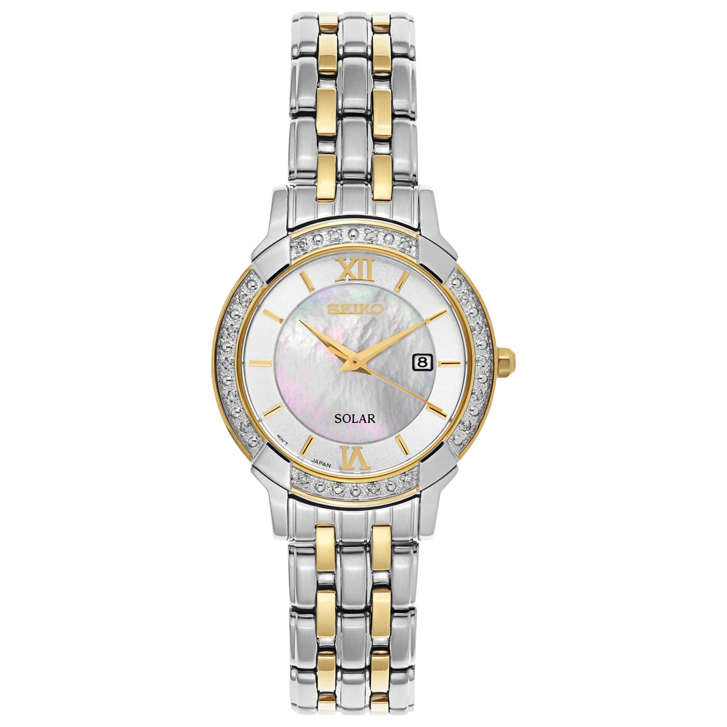 Front view of Seiko Diamond Women's Solar Powered Quartz Watch SUT278