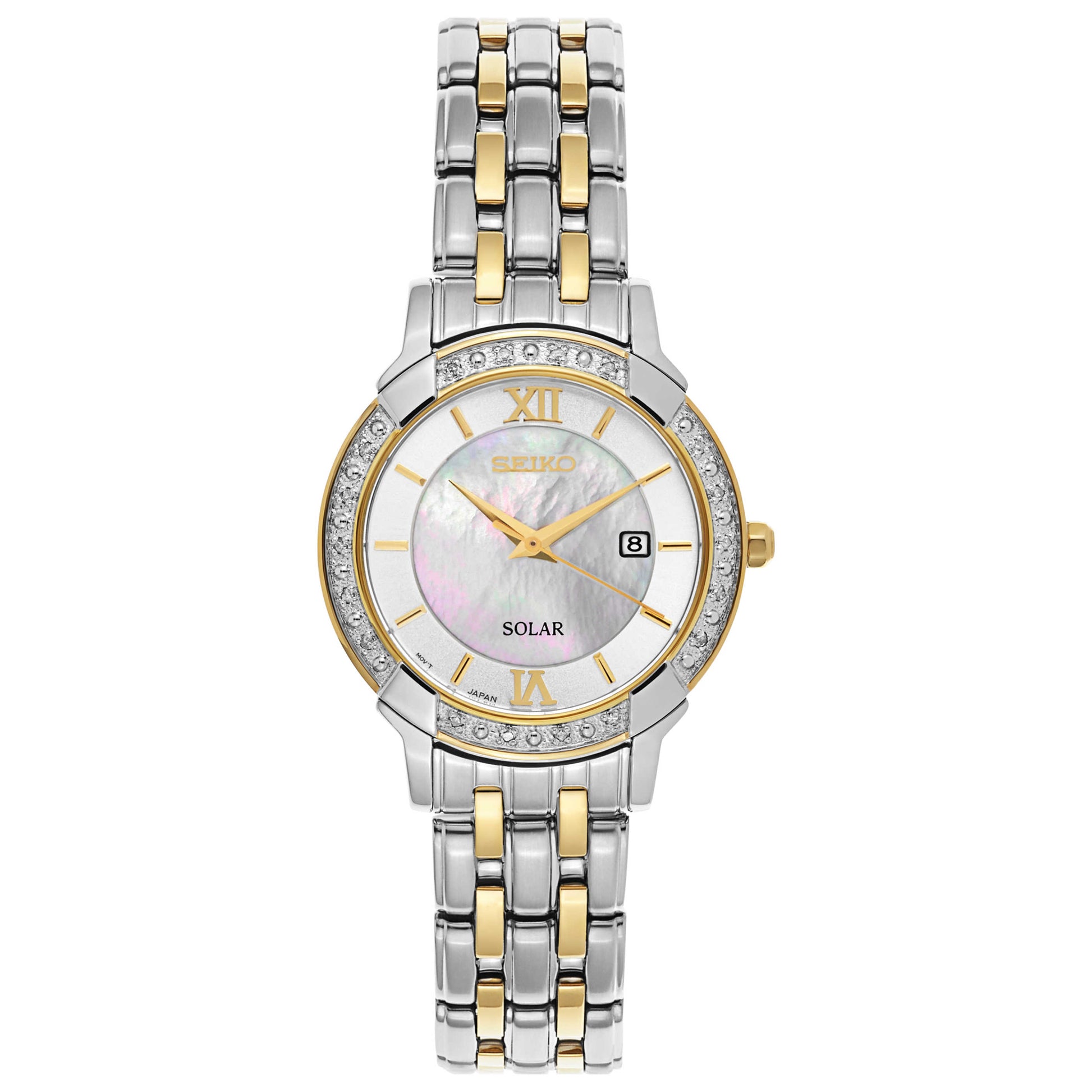 Front view of Seiko Diamond Women's Solar Powered Quartz Watch SUT278