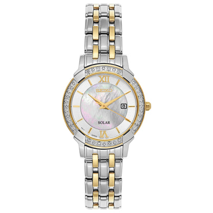 Front view of Seiko Diamond Women's Solar Powered Quartz Watch SUT278