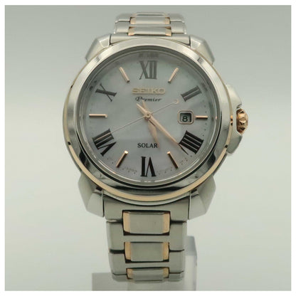 Front view of Seiko Premier Women's Solar Powered Quartz Watch SUT322-PO