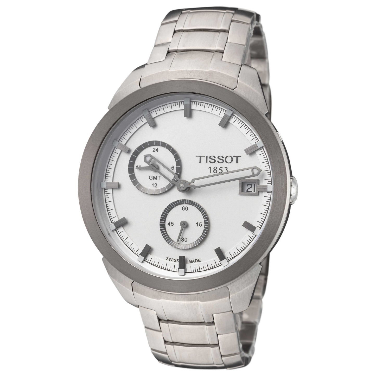 Front view of Tissot Titanium GMT Men's Quartz Watch T0694394403100