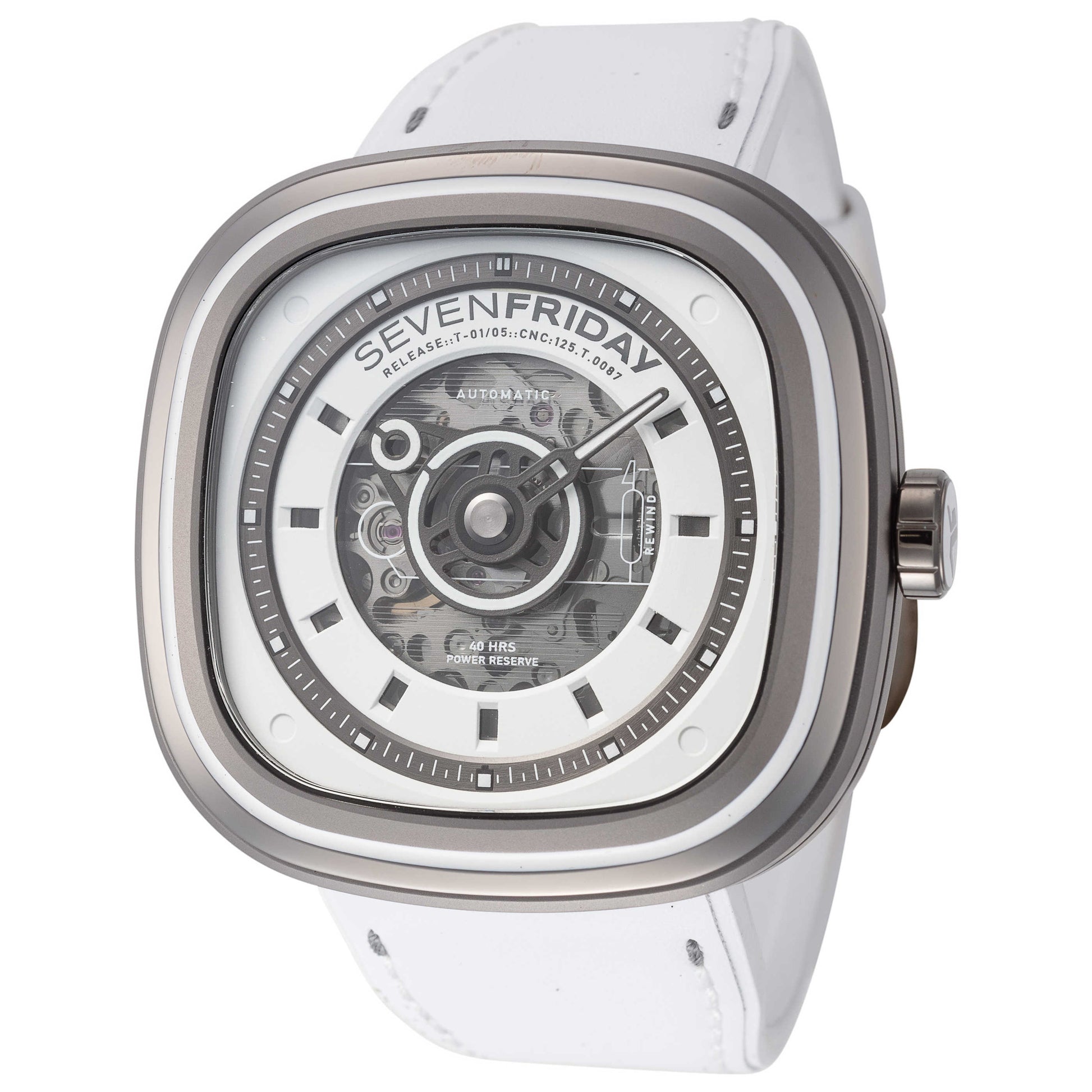 Front view of Sevenfriday White-T Men's Automatic Watch T1-05