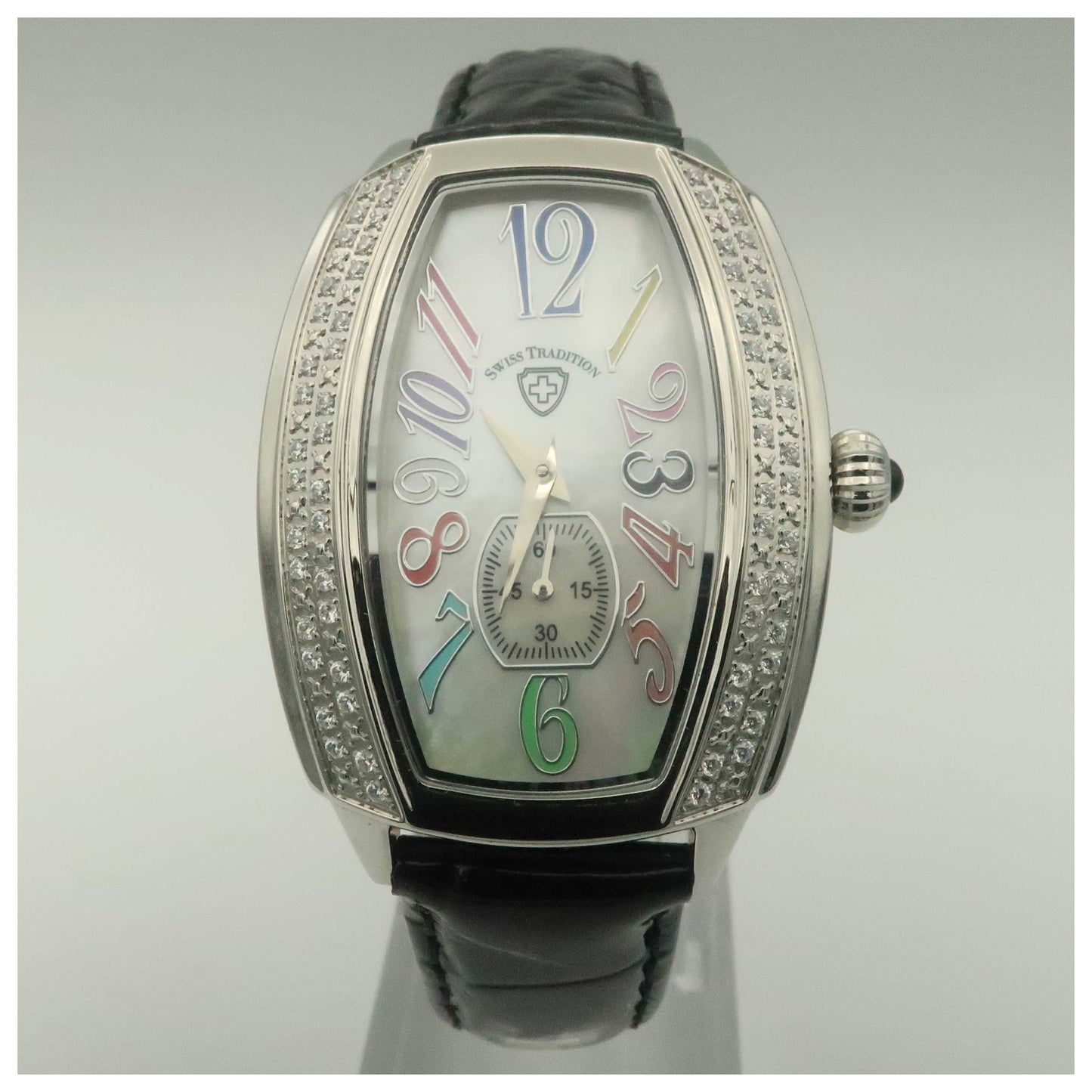 Front view of Swiss Tradition Strap Women's Swiss Quartz (Battery-Powered) Watch T100LWSKWC-PO