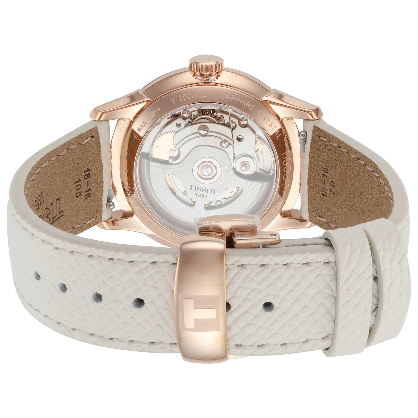 Back view of Tissot Chemin des Tourelles Women's Automatic Watch T1392073603100