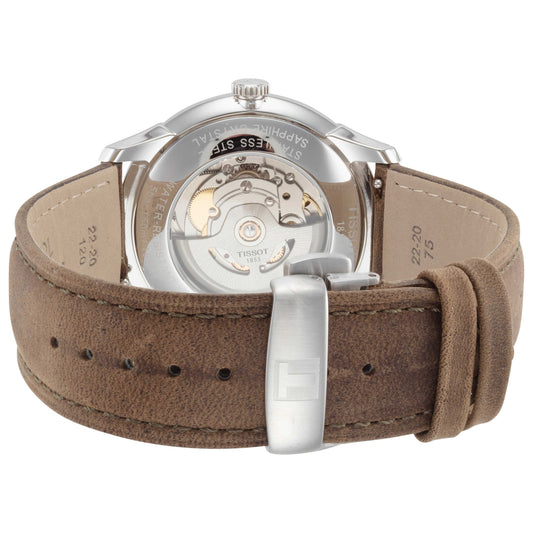 Back view of Tissot Chemin des Tourelles Men's Automatic Watch T1394071626100