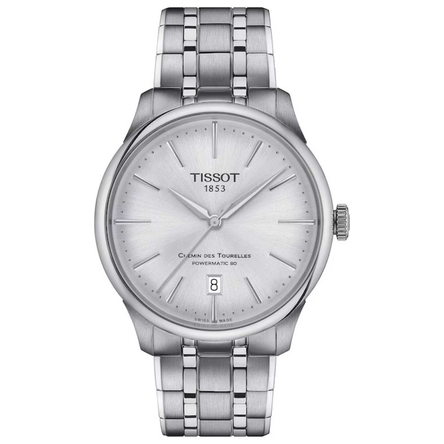 Front view of Tissot Chemin des Tourelles Men's Automatic Watch T1398071103100