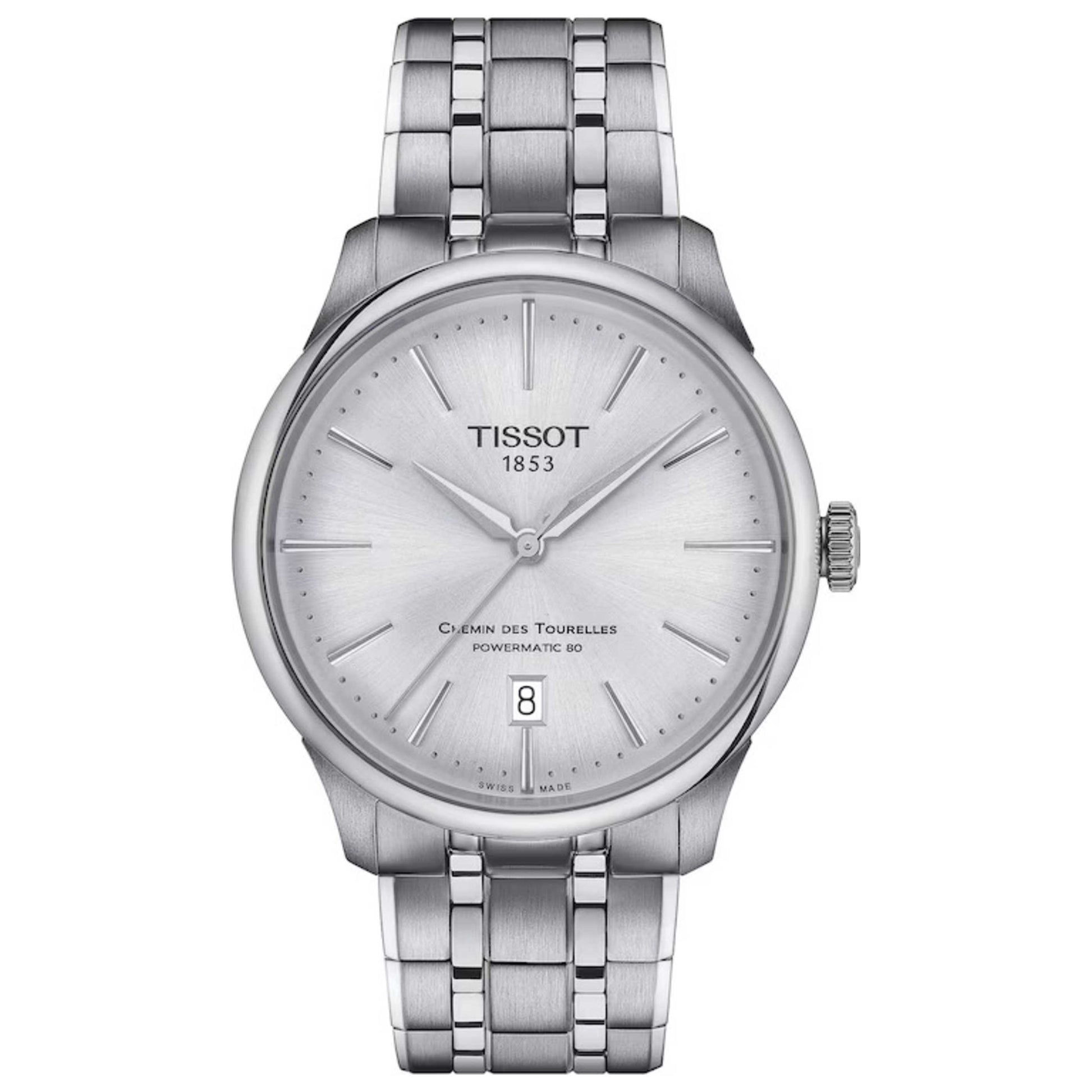 Front view of Tissot Chemin des Tourelles Men's Automatic Watch T1398071103100
