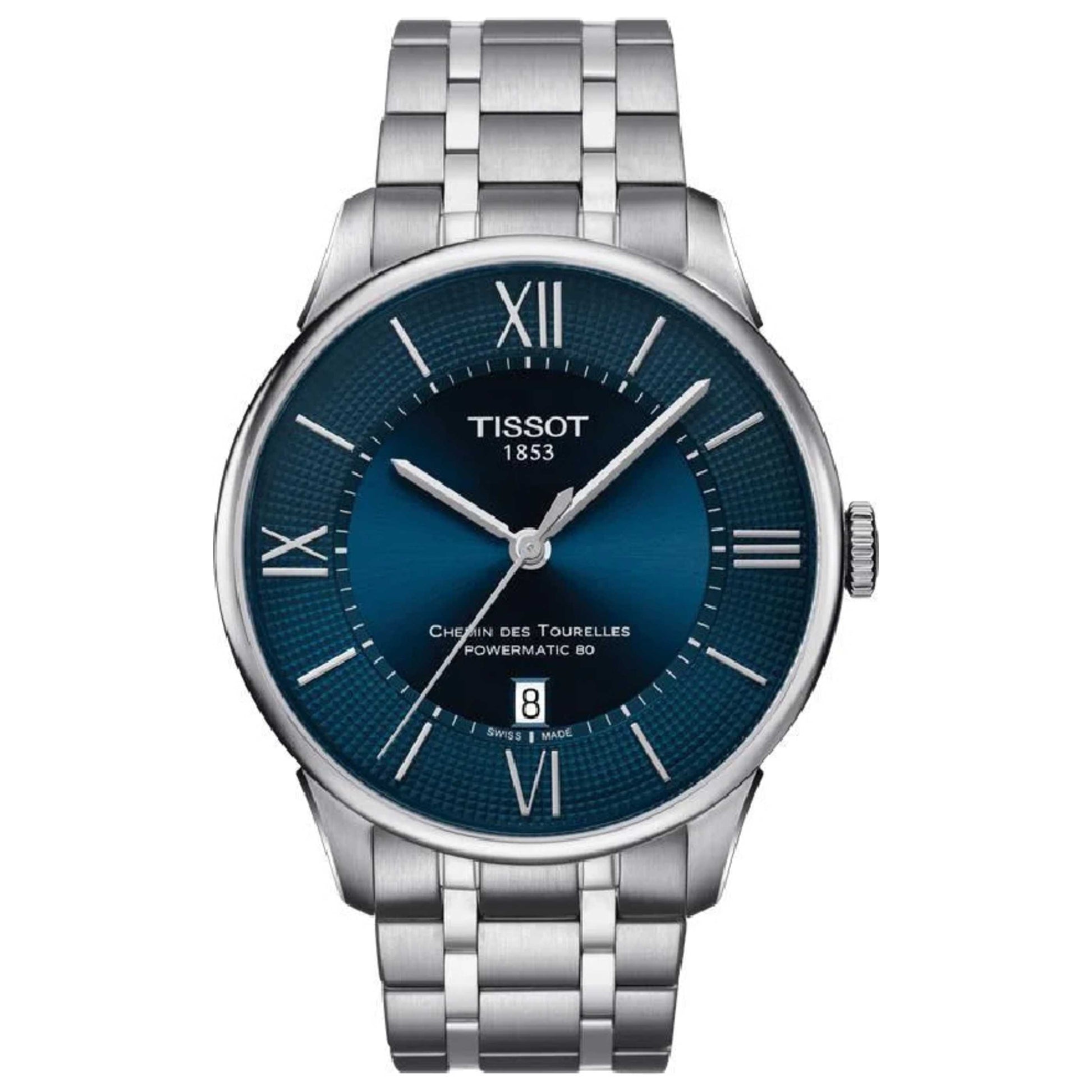 Front view of Tissot Chemin des Tourelles Men's Automatic Watch T1398071104800