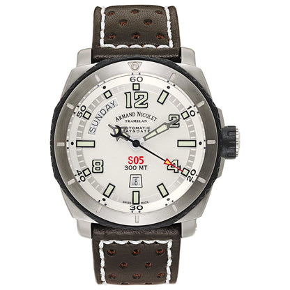 Front view of Armand Nicolet S05 Men's Automatic Watch T610A-1-AG-P160TM4