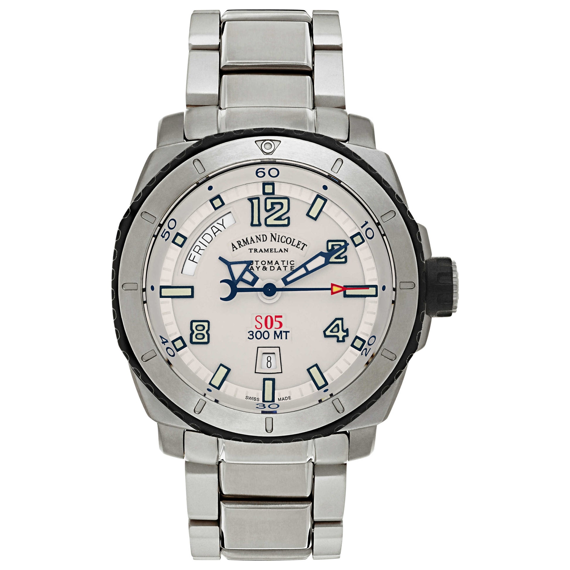 Front view of Armand Nicolet S05 Men's Automatic Watch T610A-1-AN-MT610