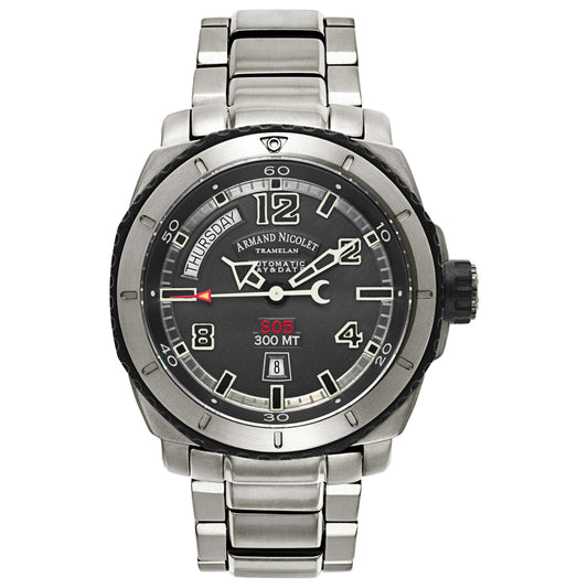 Front view of Armand Nicolet S05 Men's Automatic Watch T610A-1-GR-MT610
