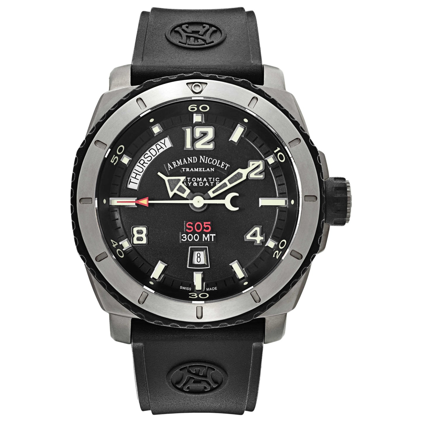 Front view of Armand Nicolet S05 Men's Automatic Watch T610A-1-NK-G9610