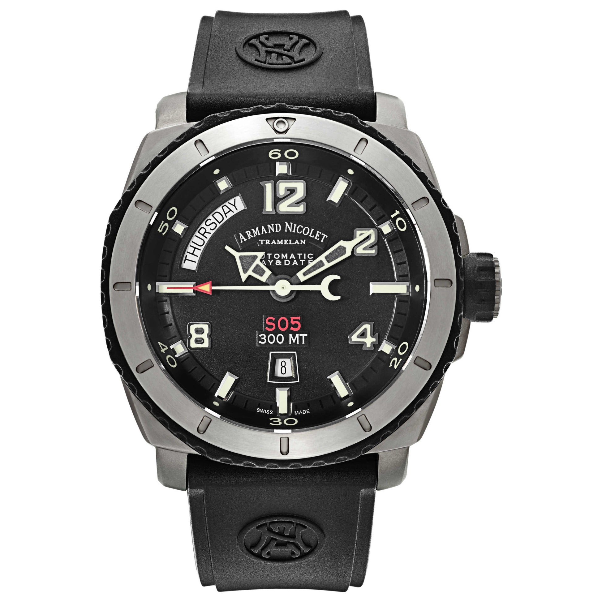 Front view of Armand Nicolet S05 Men's Automatic Watch T610A-1-NK-G9610