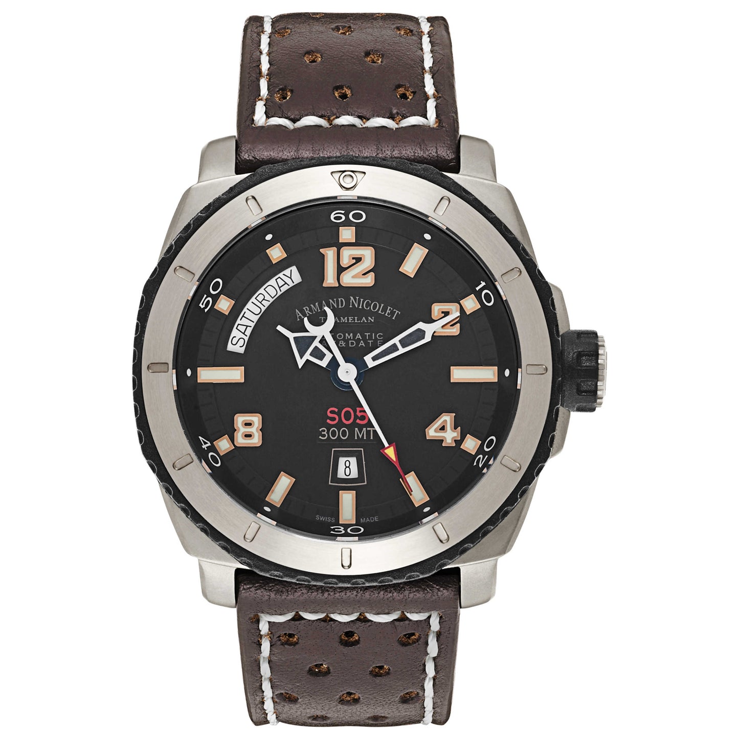 Front view of Armand Nicolet S05 Men's Automatic Watch T610A-1-NS-P160MR4