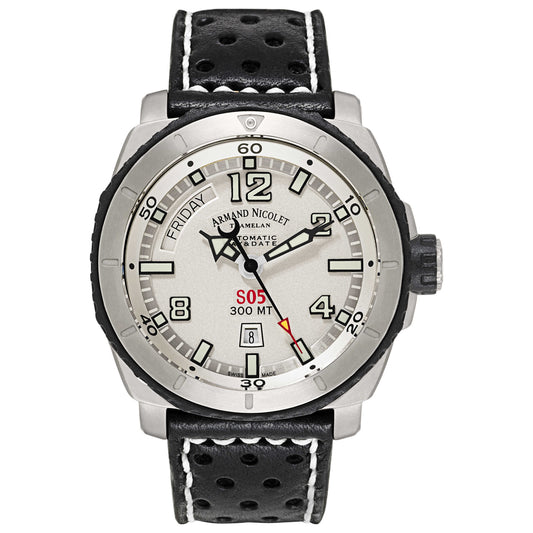 Front view of Armand Nicolet S05 Men's Automatic Watch T610A-AG-P160NR4