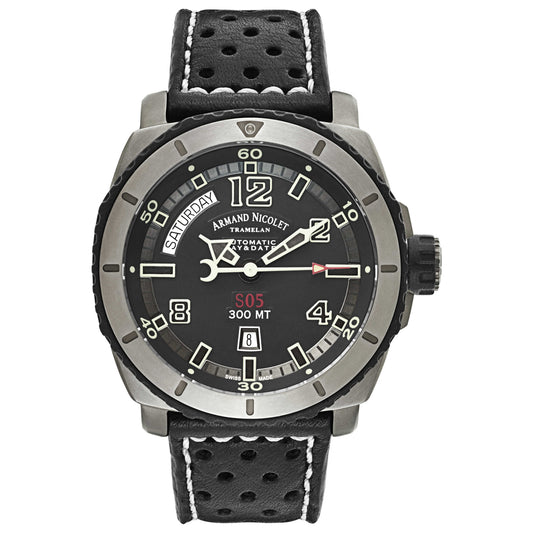 Front view of Armand Nicolet S05 Men's Automatic Watch T610A-GR-P160NR4