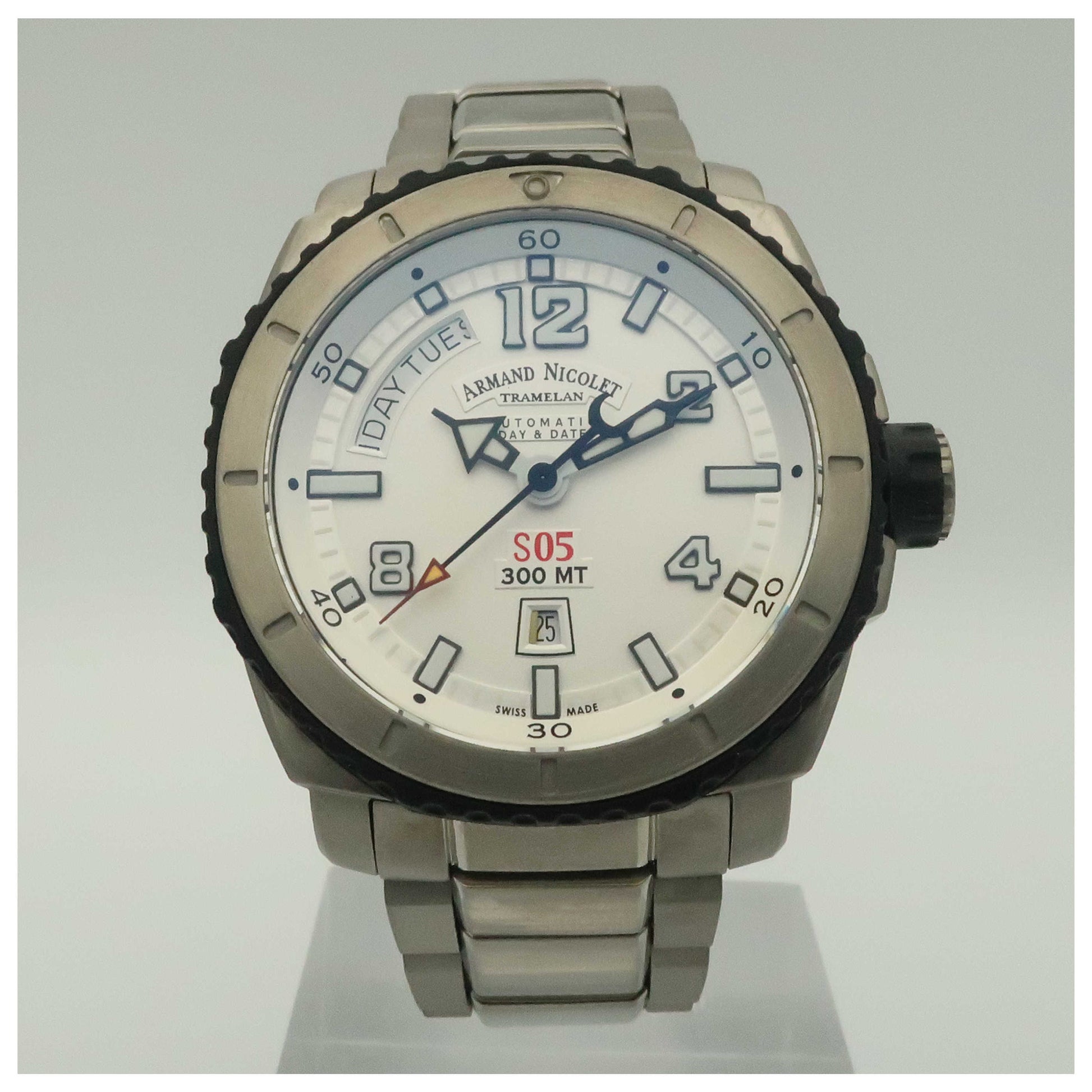 Front view of Armand Nicolet S05 Men's Automatic Watch T610AGN-AG-MT612-SDV