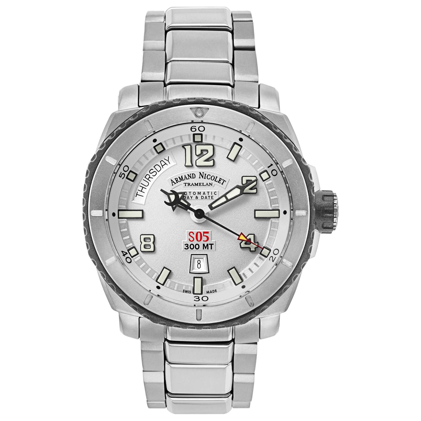 Front view of Armand Nicolet S05 Men's Automatic Watch T610AGN-AG-MT612