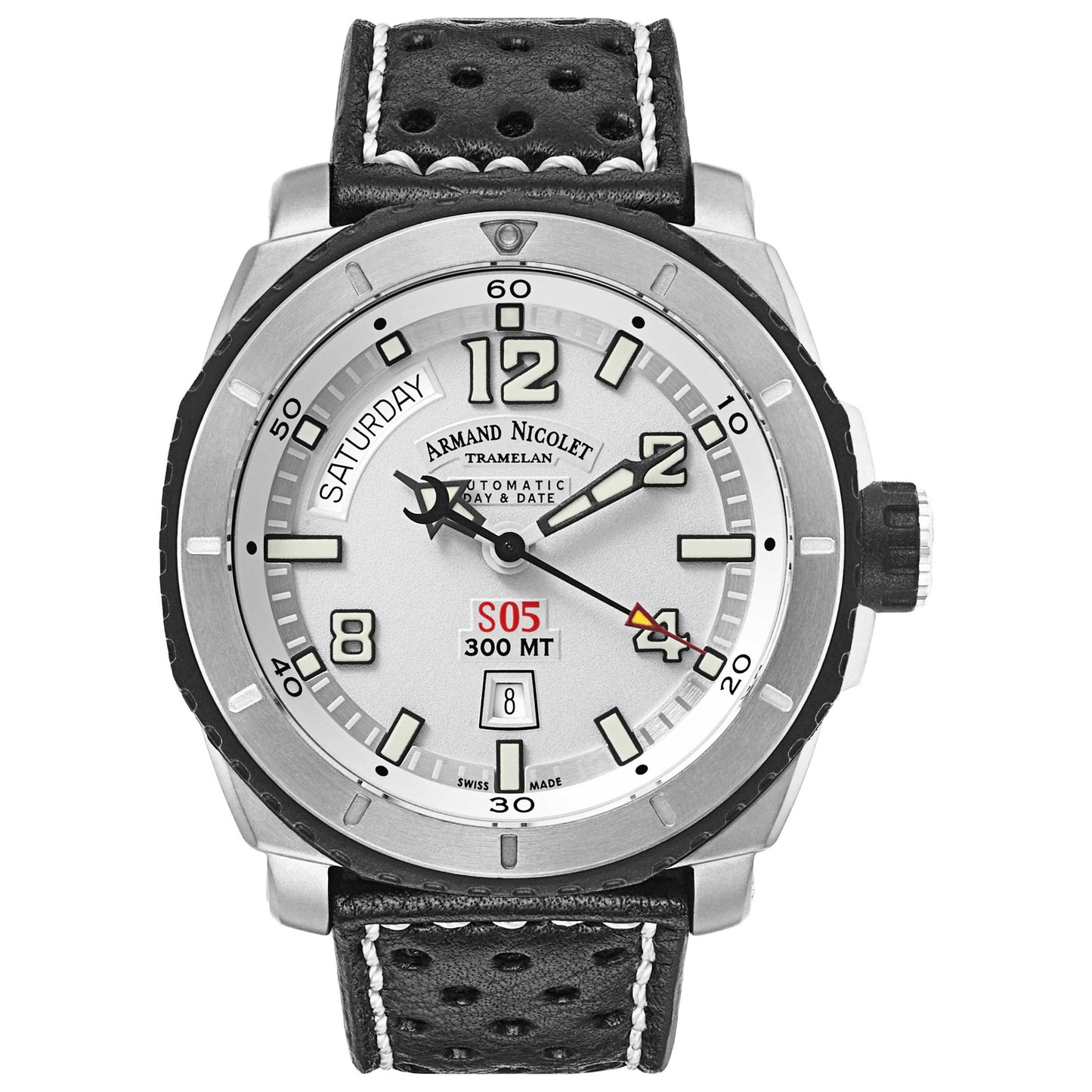 Front view of Armand Nicolet S05 Men's Automatic Watch T610AGN-AG-P160NR4