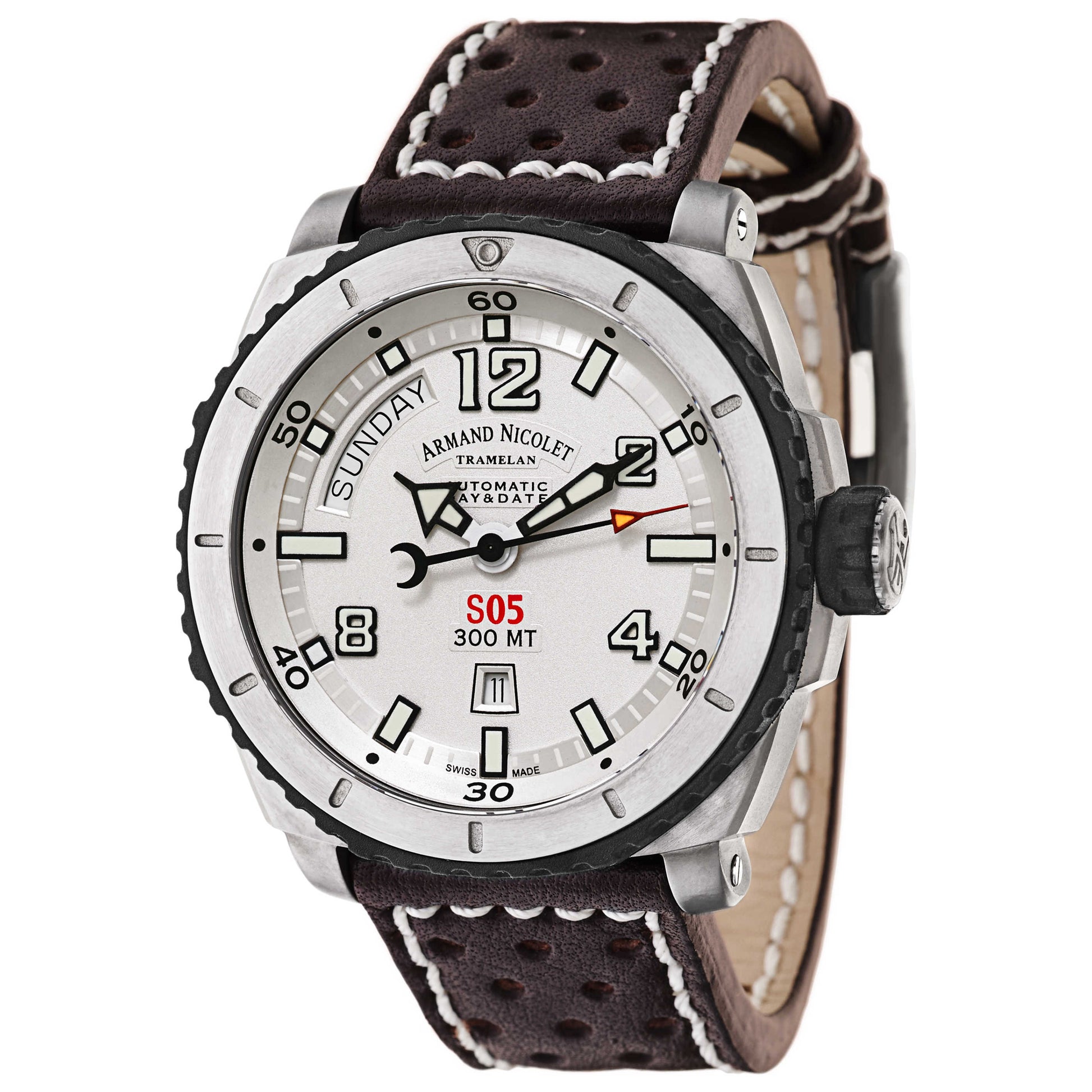 Front view of Armand Nicolet S05 Men's Automatic Watch T610AGN-AG-P160TM4