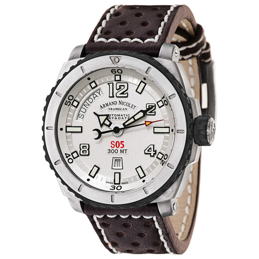 Front view of Armand Nicolet S05 Men's Automatic Watch T610AGN-AG-P160TM4