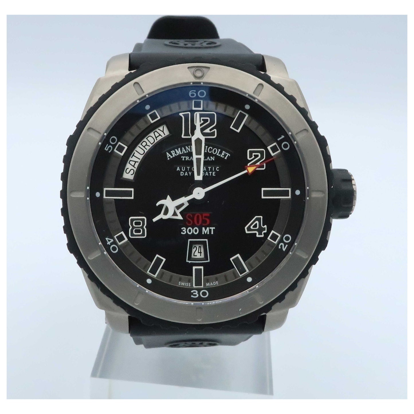 Front view of Armand Nicolet S05 Men's Automatic Watch T610AGN-GR-G9610-SD
