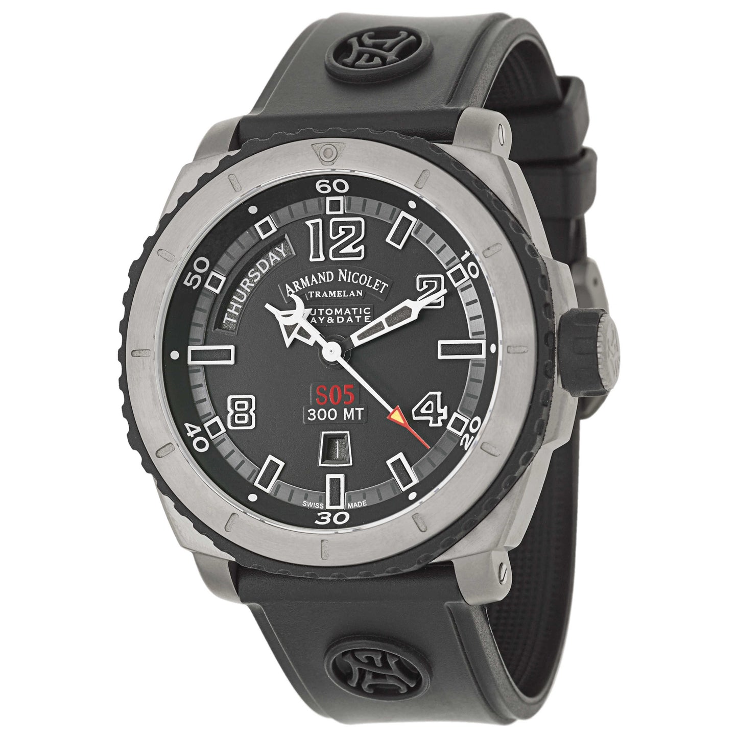 Front view of Armand Nicolet S05 Men's Automatic Watch T610AGN-GR-G9610