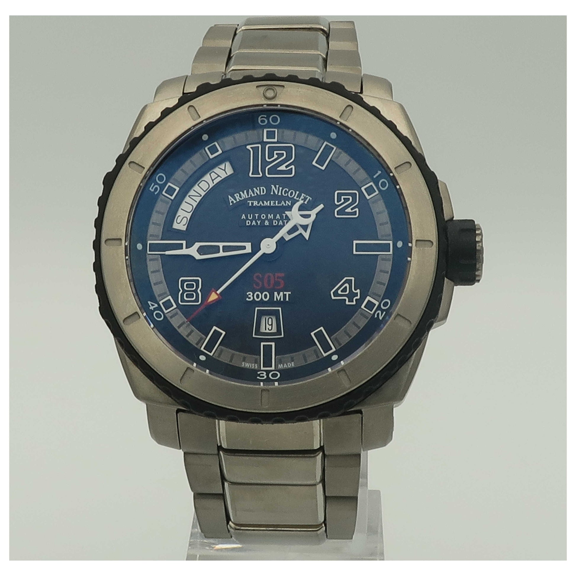 Front view of Armand Nicolet S05 Men's Automatic Watch T610AGN-GR-MT612-PO