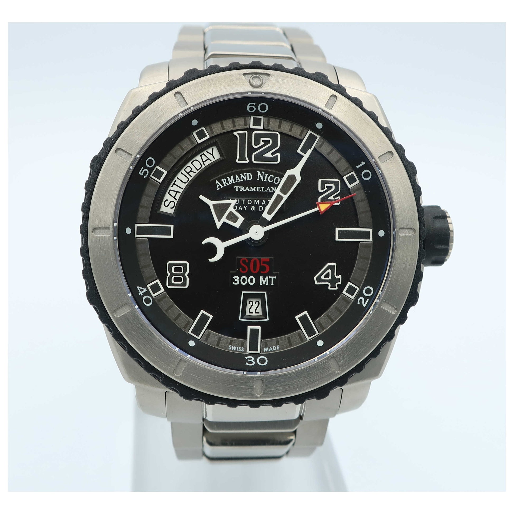 Front view of Armand Nicolet S05 Men's Automatic Watch T610AGN-GR-MT612-SD