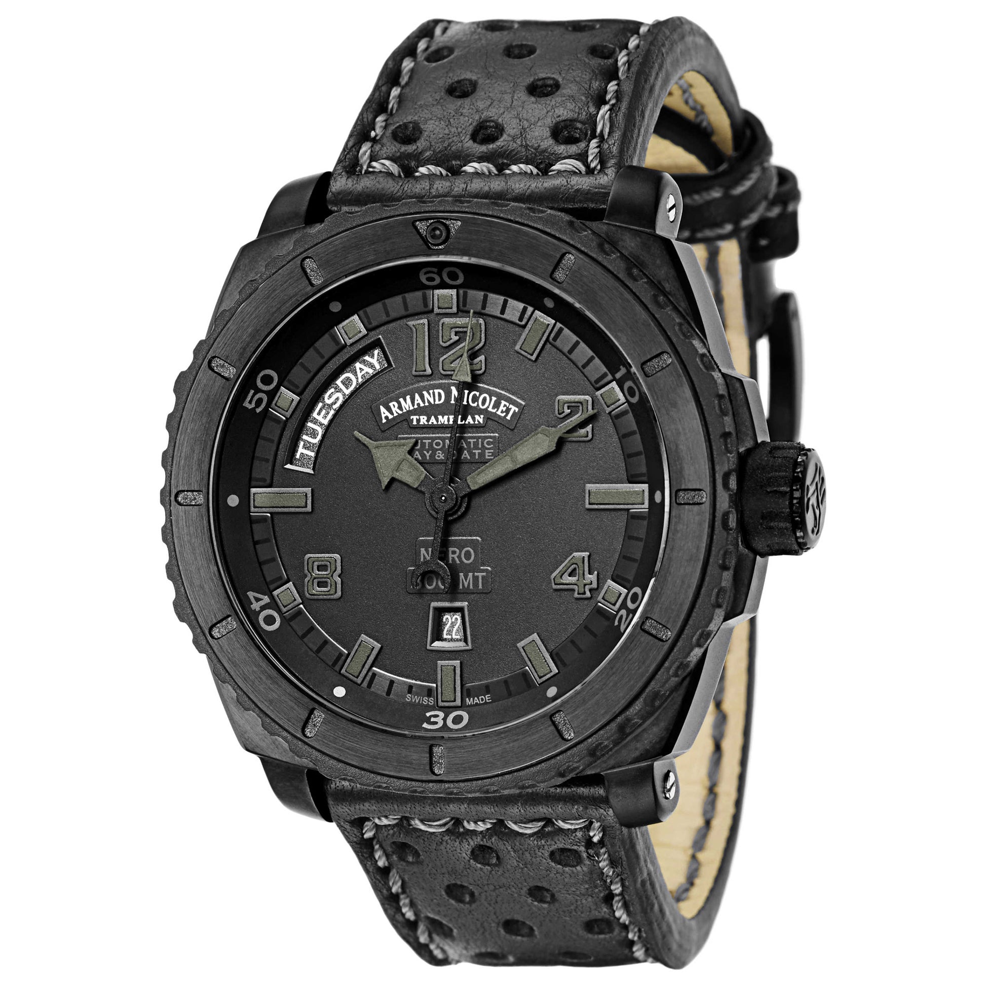 Front view of Armand Nicolet S05 Men's Automatic Watch T610AQN-NR-P160NG4