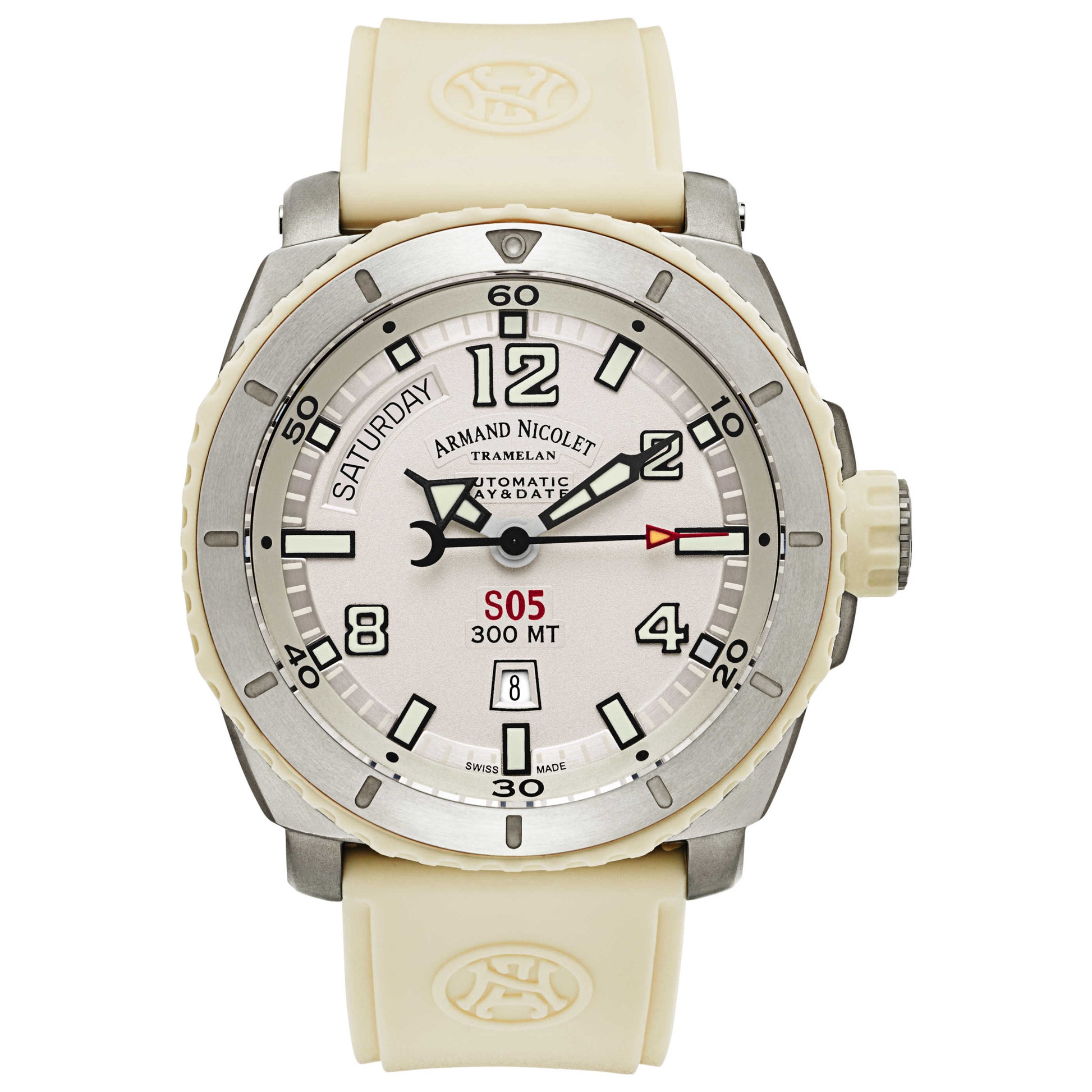 Front view of Armand Nicolet S05 Men's Automatic Watch T610B-AG-G9610B
