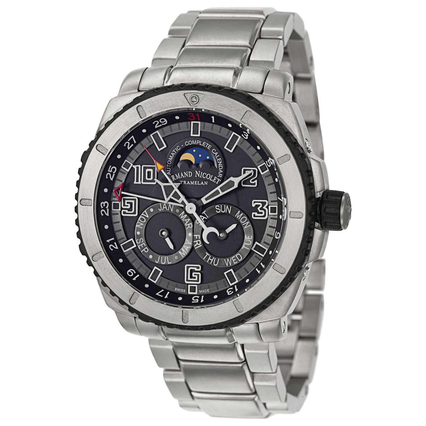 Front view of Armand Nicolet S05 Men's Automatic Watch T612A-GR-MT610